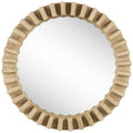 35" Round Natural Brown Wood Frame Wall Mirror