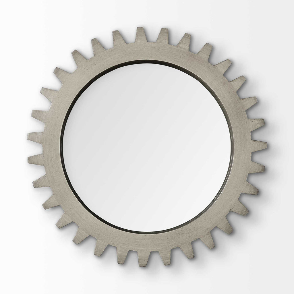 26" Gray Abstract Wood Framed Accent Mirror