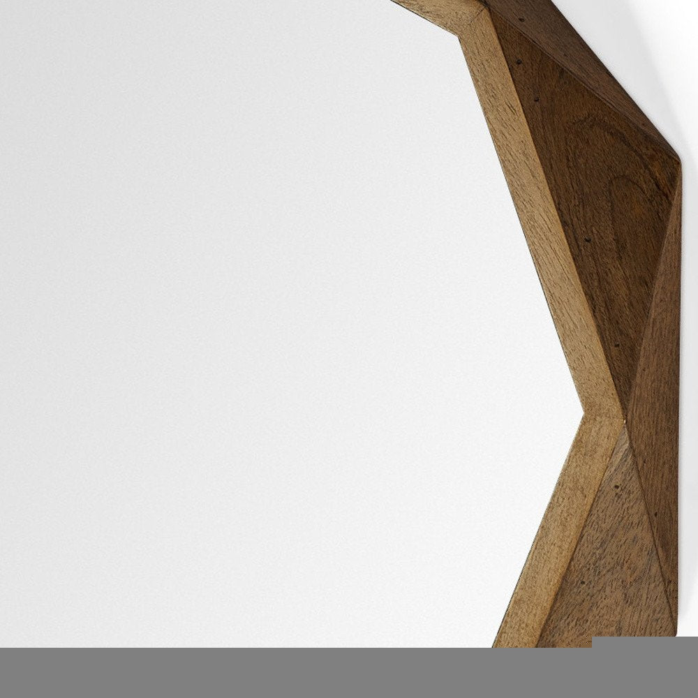 32" Brown Solid Wood Octagon Framed