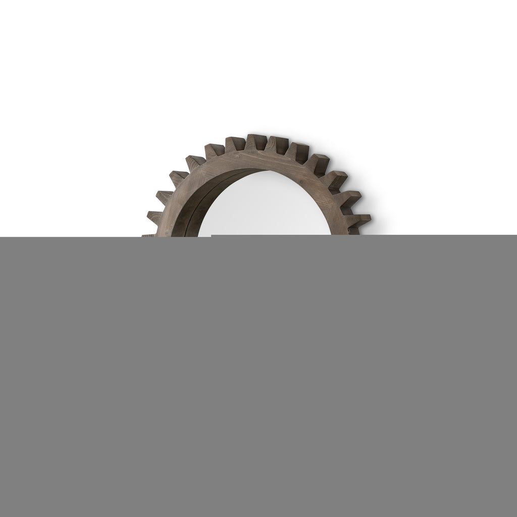26" Dark Brown Abstract Wood Framed Accent Mirror