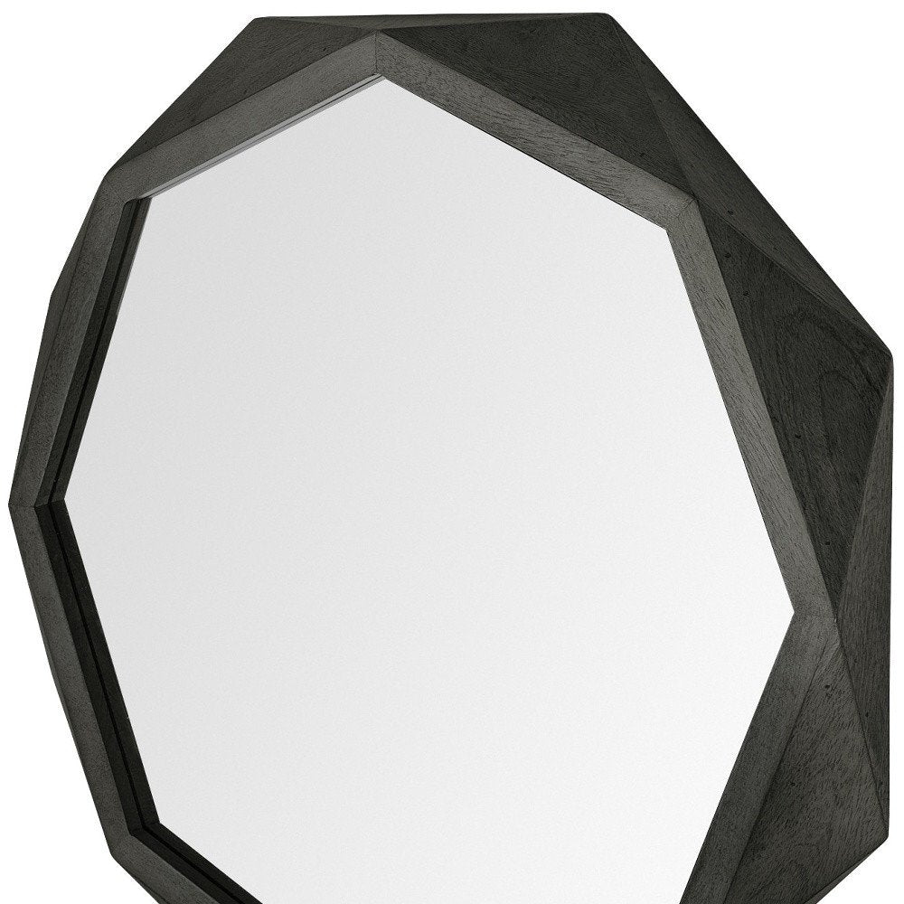 41" Black Solid Wood Octagon Framed