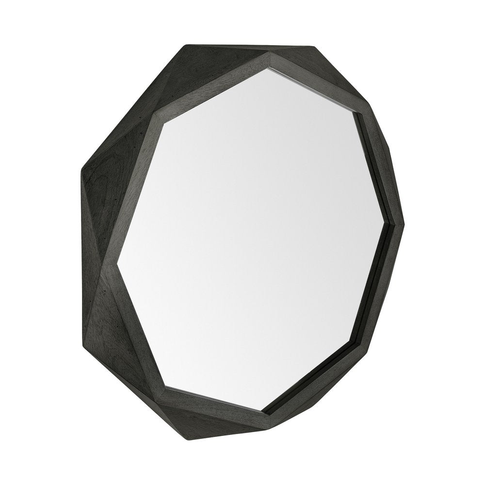 41" Black Solid Wood Octagon Framed