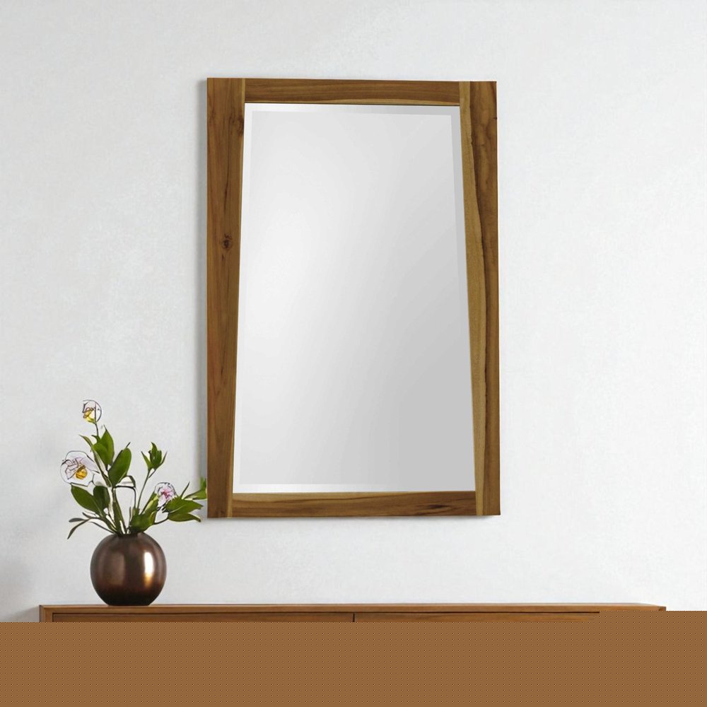 35" Brown Wood Accent Mirror