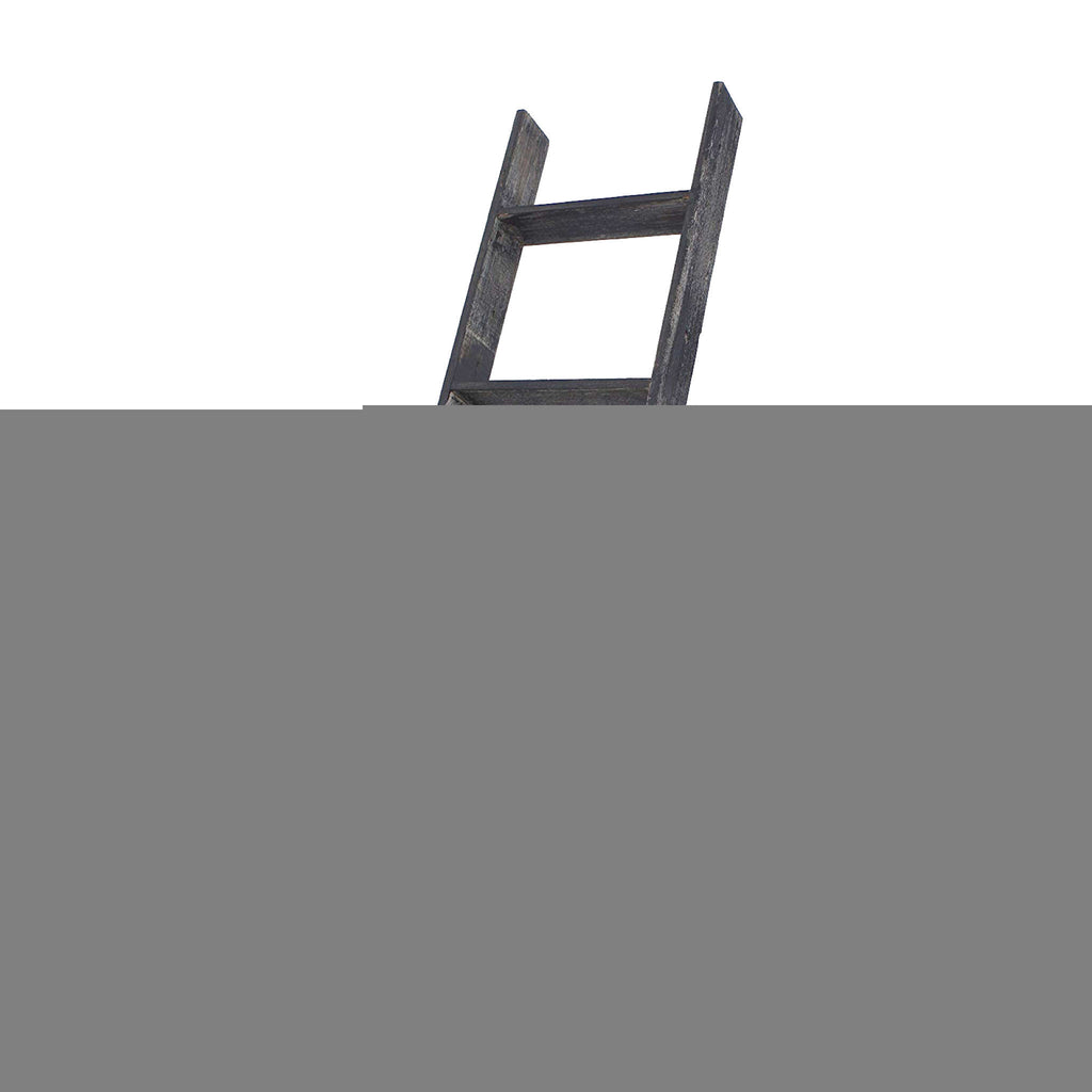 4 Step Blackwash Rustic Wood Ladder Shelf