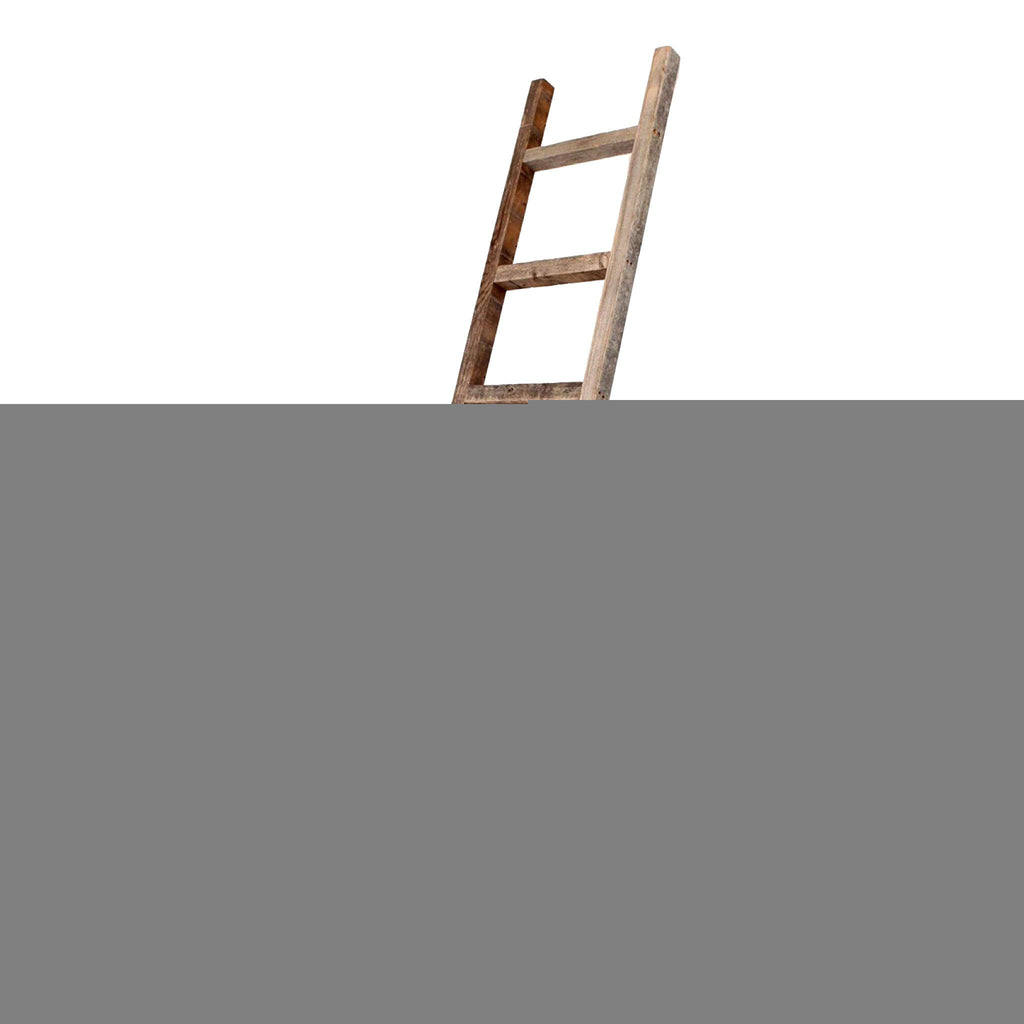72" Six Step Rustic Weathered Grey Wood Ladder Shelf