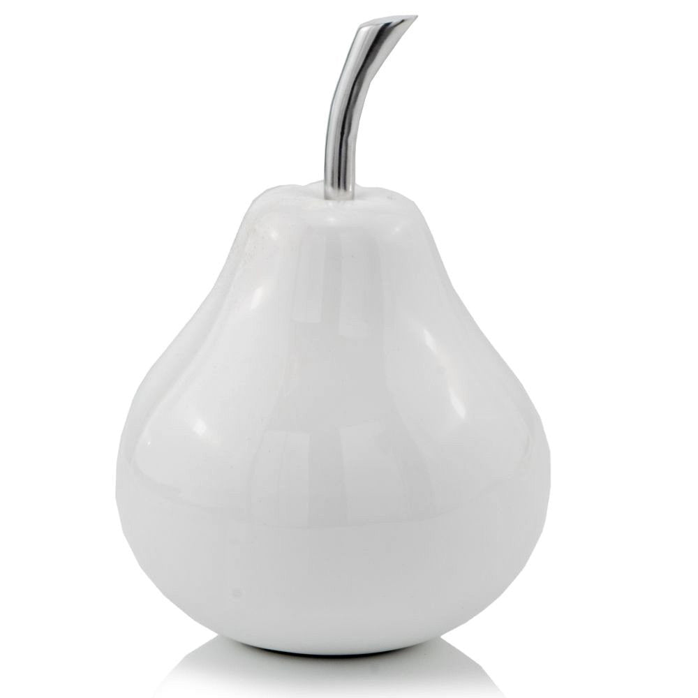 White Medium  Pear Shaped Aluminum Accent Home Decor