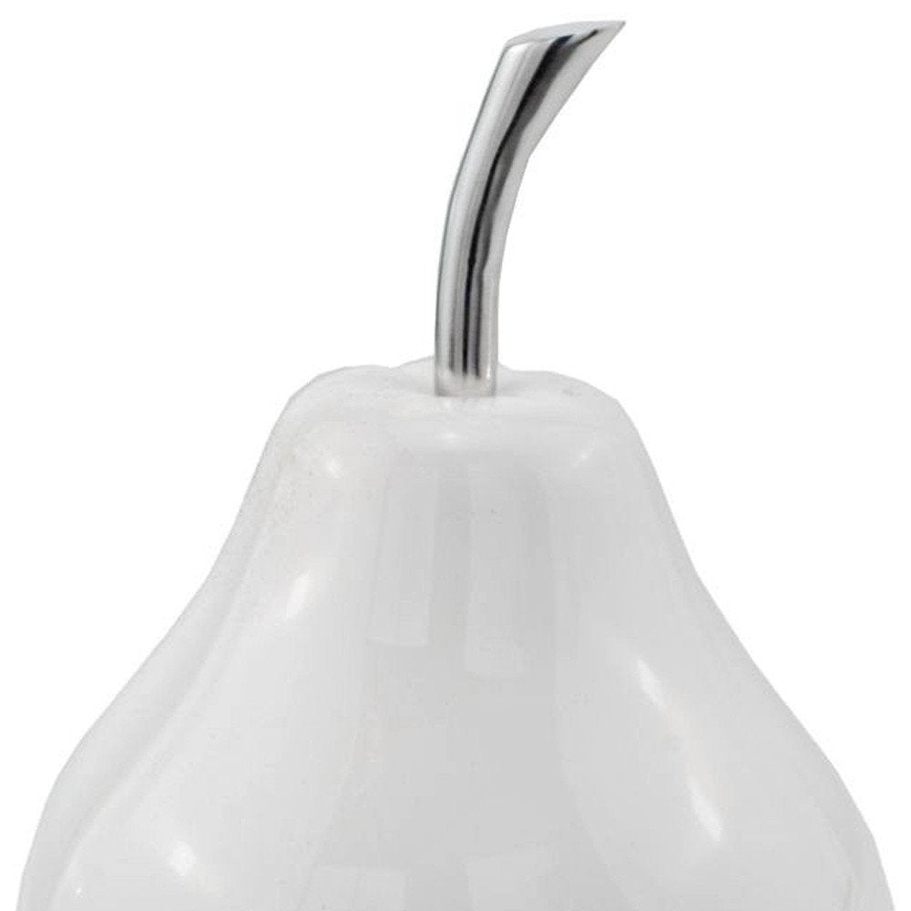 White Medium  Pear Shaped Aluminum Accent Home Decor