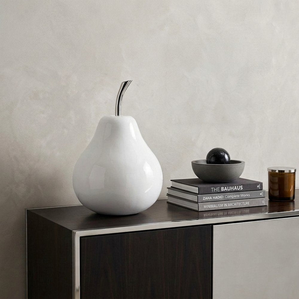 White Medium  Pear Shaped Aluminum Accent Home Decor