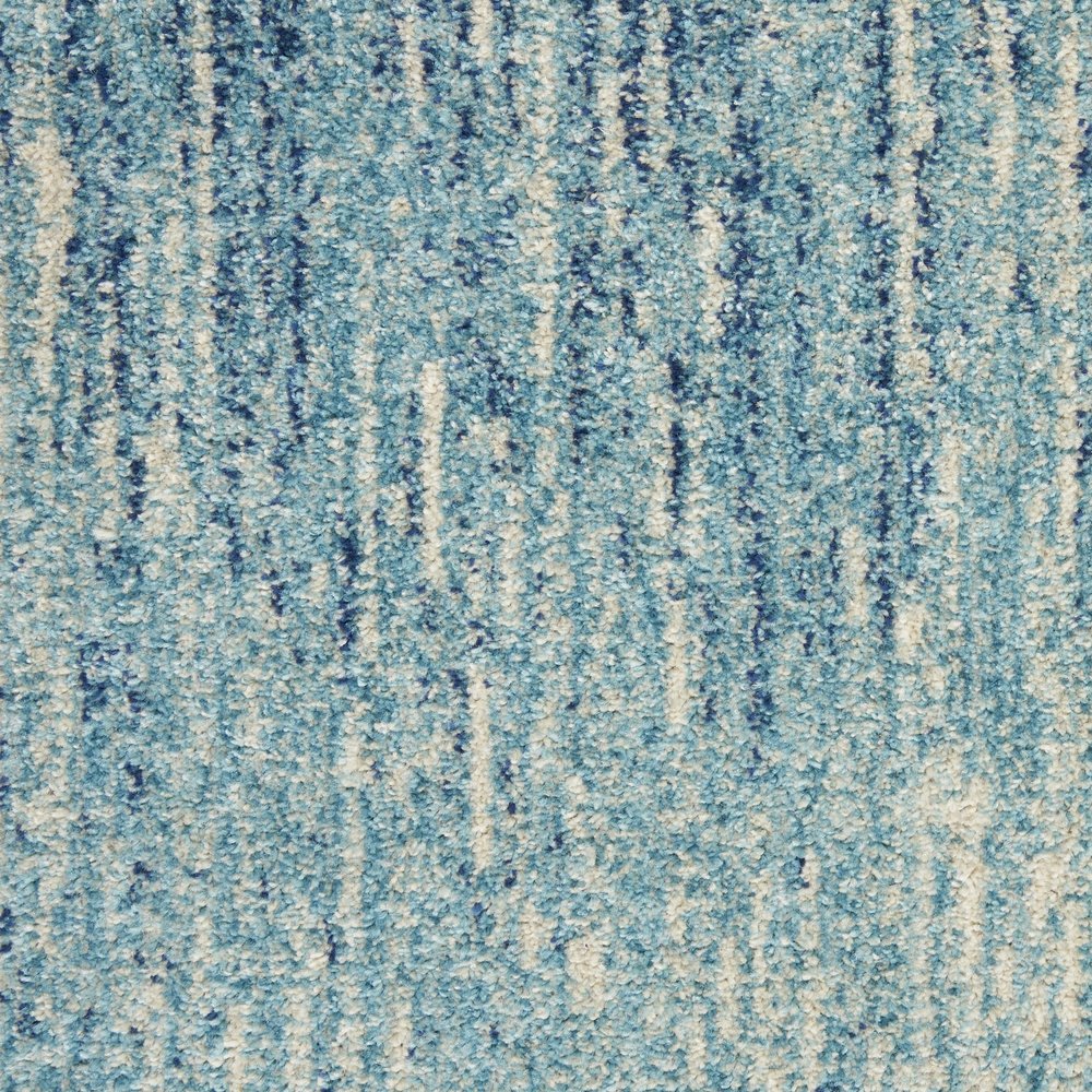 10' Blue And Ivory Abstract Runner Rug