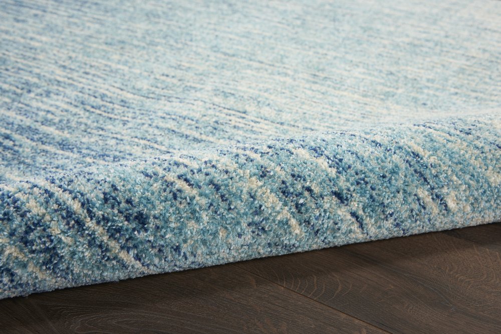 10' Blue And Ivory Abstract Runner Rug