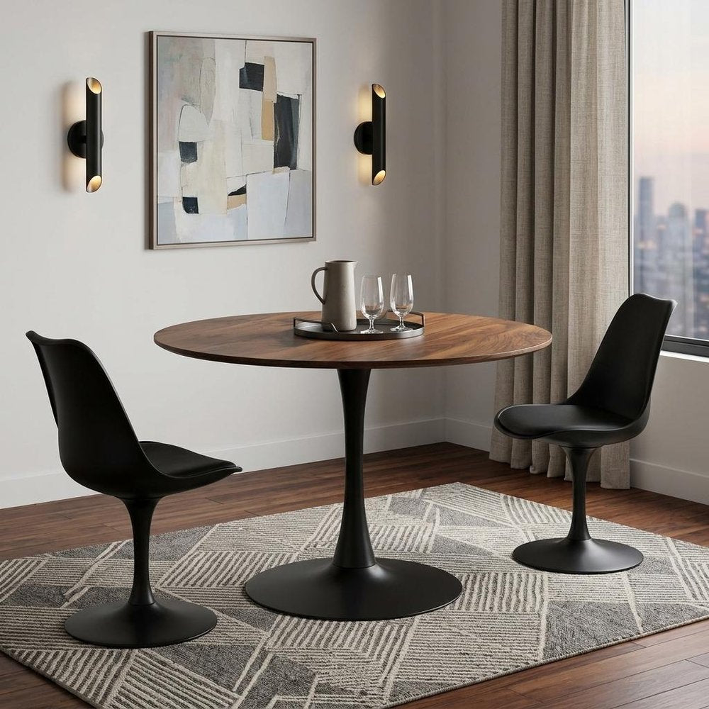 35" Steel Pedestal Base Dining Table