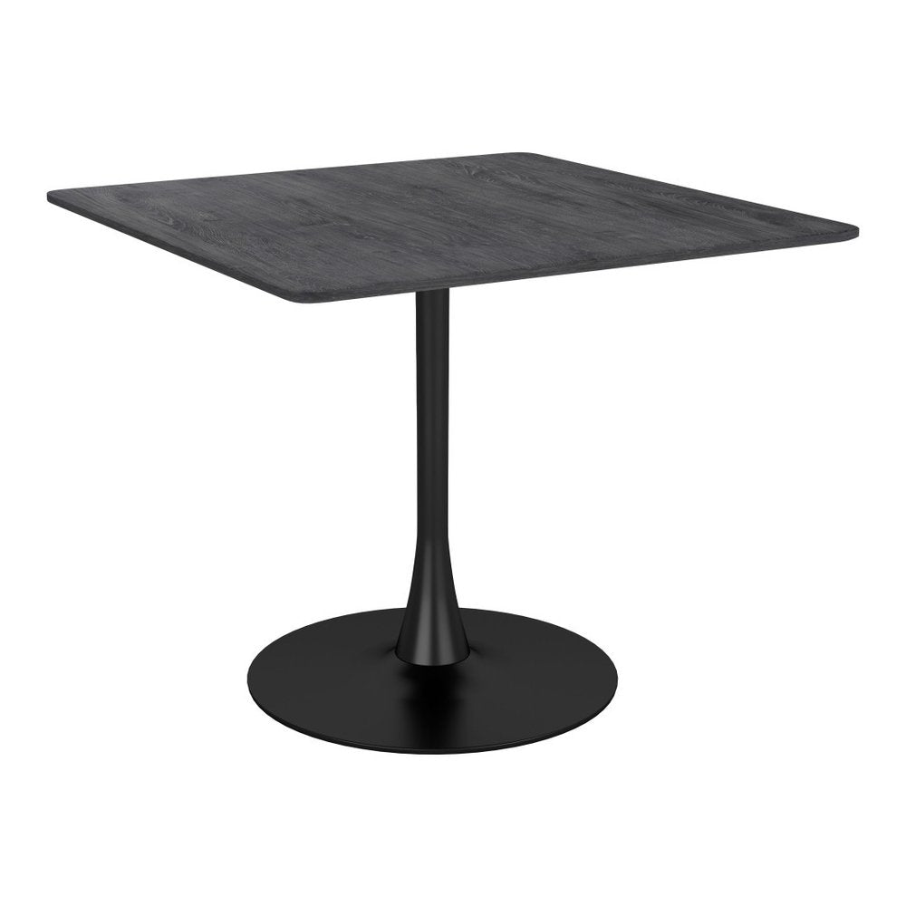 35" Black Square Steel Pedestal Base Dining Table