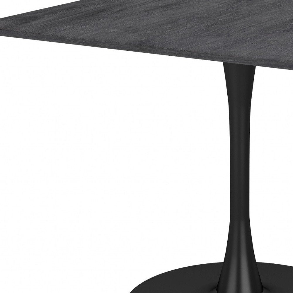 35" Black Square Steel Pedestal Base Dining Table