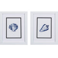 Set Of Two Blue And White Seashell Wall Art