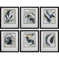 Set Of 6 Neutral Watercolor Abstract Framed Art
