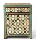 21" Brown And Green And Ivory Standard Accent Cabinet With One Drawer