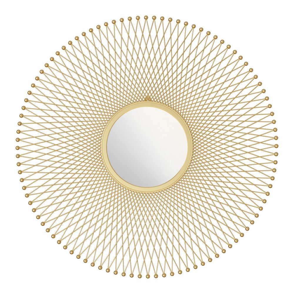 35" Gold Round Iron Framed Accent Mirror