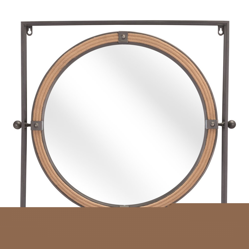 22" Gray Square Steel Framed Accent Mirror