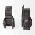 Set of Two Matte Black Industrial Cog Bookends