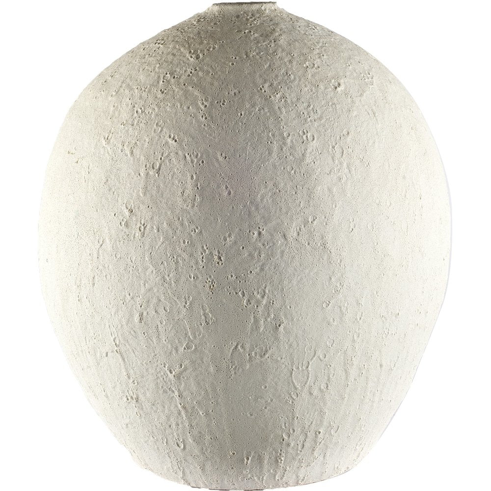 23" White Cylinder Ceramic Floor Vase