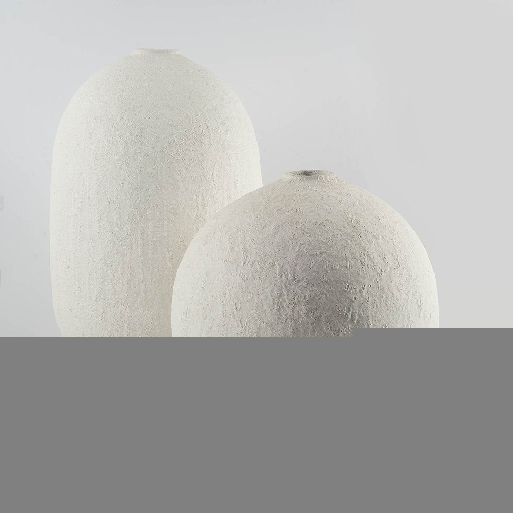 32" White Cylinder Ceramic Floor Vase