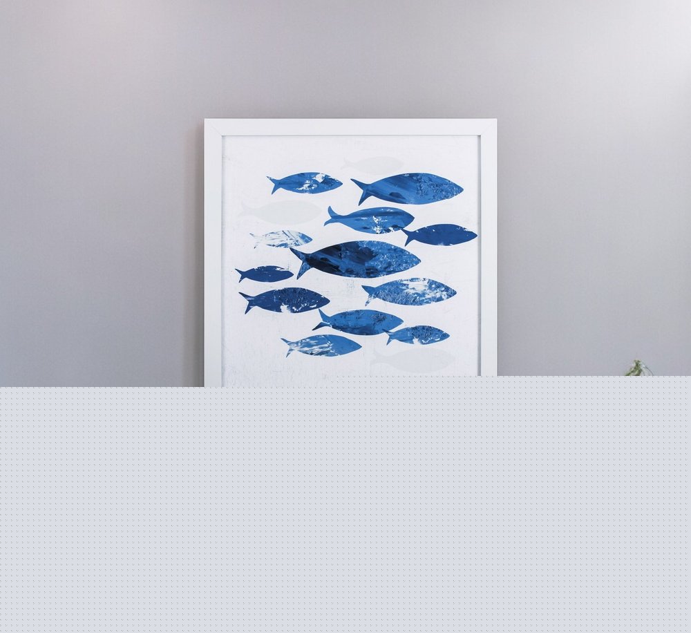 Marble Blue School of Fish 1 Wall Art