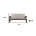 69" Beige Polyester Sofa With Brown Legs