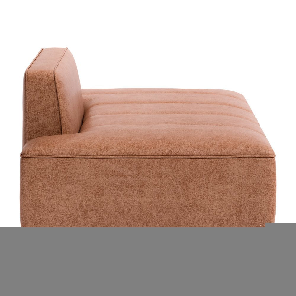 79" Brown Faux Leather Sofa With Black Legs