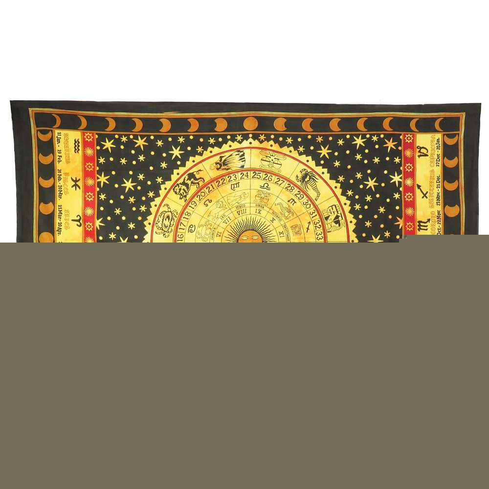 80" X 56" Black Red And Yellow Cotton Hanging Tapestry
