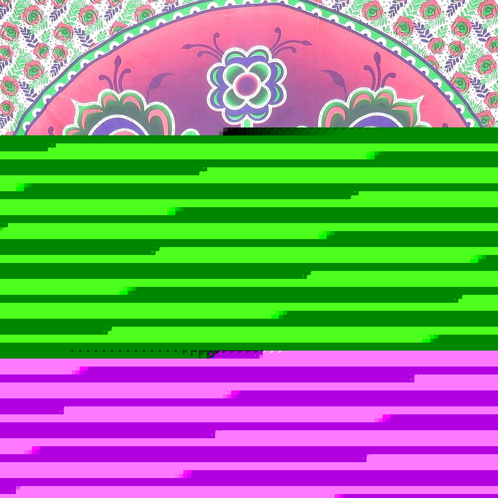 88" X 84" Green Pink And White Floral Cotton Hanging Tapestry