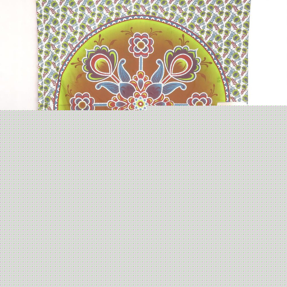 88" X 84" Green White And Yellow Floral Cotton Hanging Tapestry