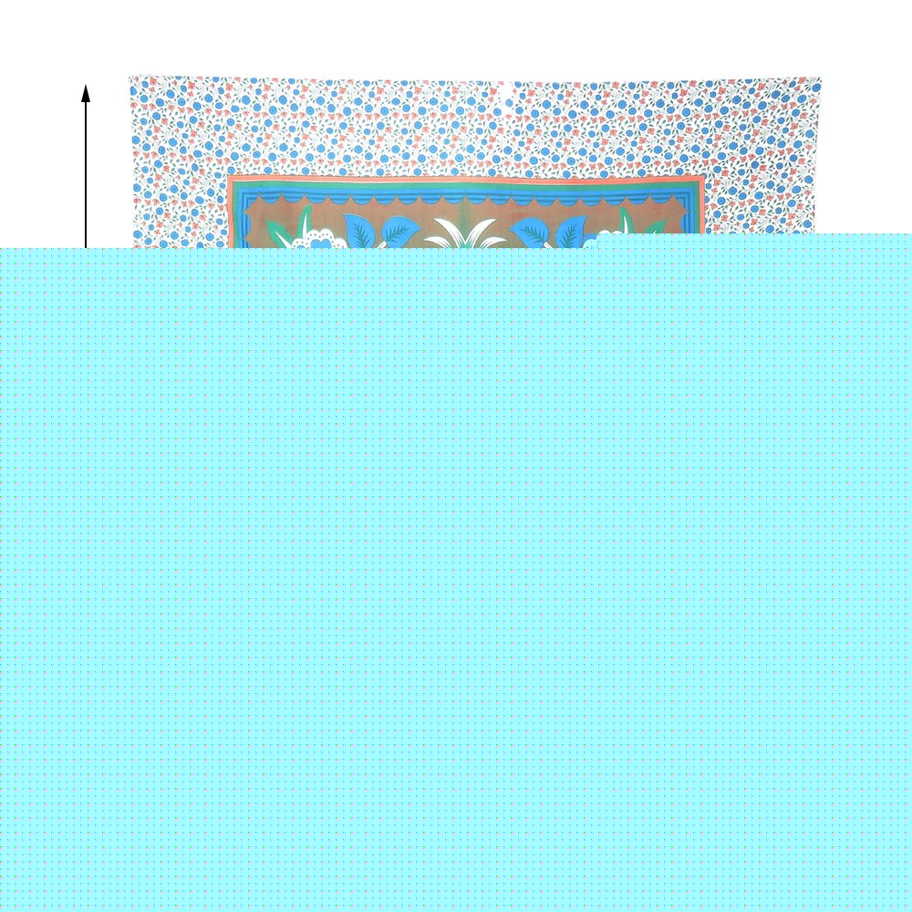 88" X 84" Brown Blue And White Floral Cotton Hanging Tapestry