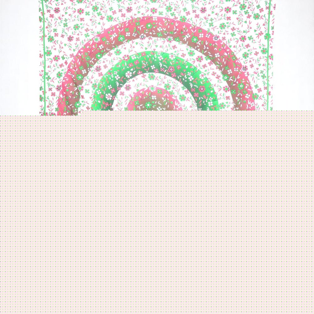 88" X 84" Green Red And White Floral Cotton Hanging Tapestry
