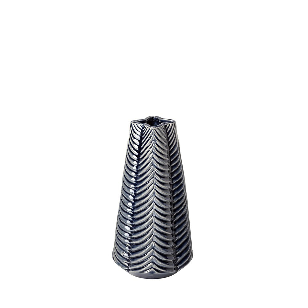 10" Navy Blue Abstract Ceramic Cylinder Table Vase