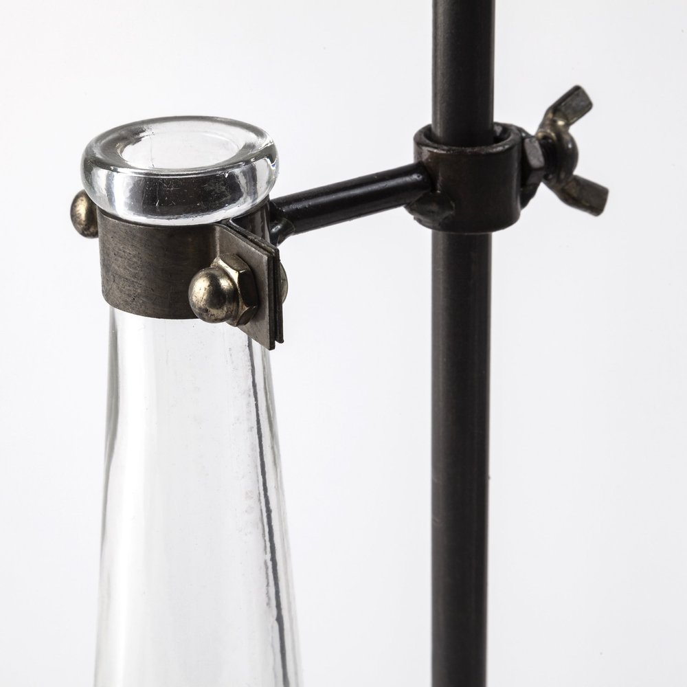 Set of Two Dark Brown Abstract Metal Cylinder Table Vases