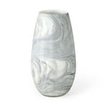 12" Gray And White Abstract Cylinder Crystal Glass Table Vase