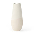 14" Cream Abstract Cylinder Ceramic Table Vase