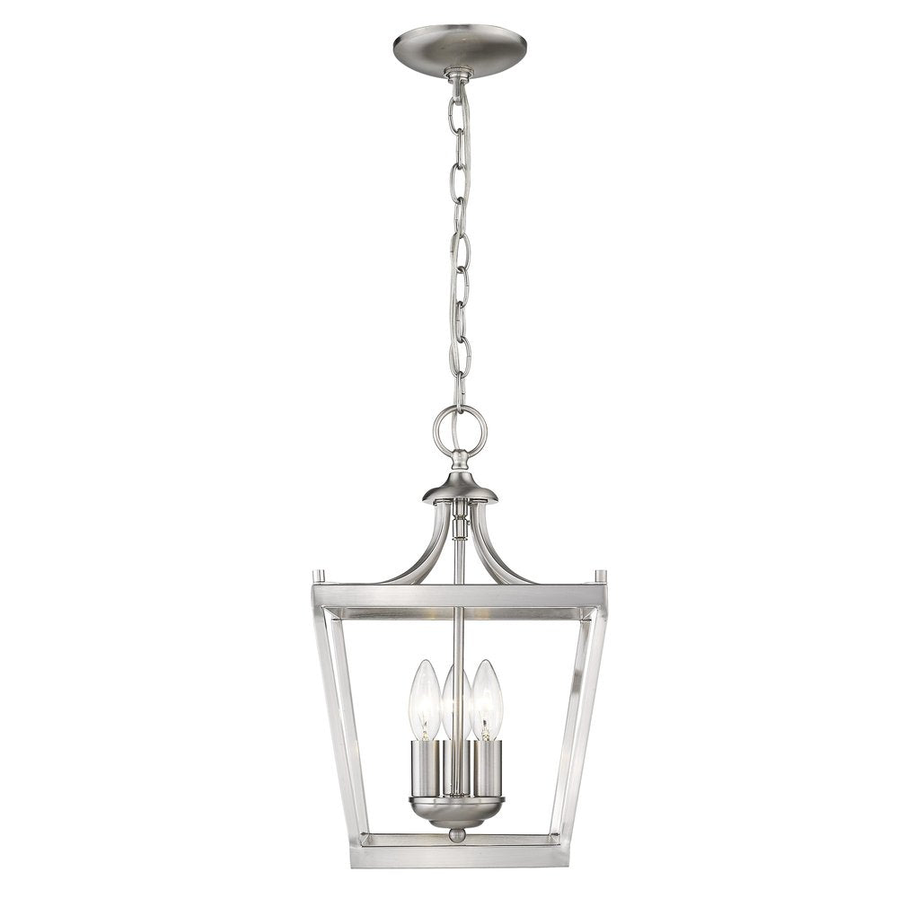 Vintage Silver Metal Tapered Hanging Light
