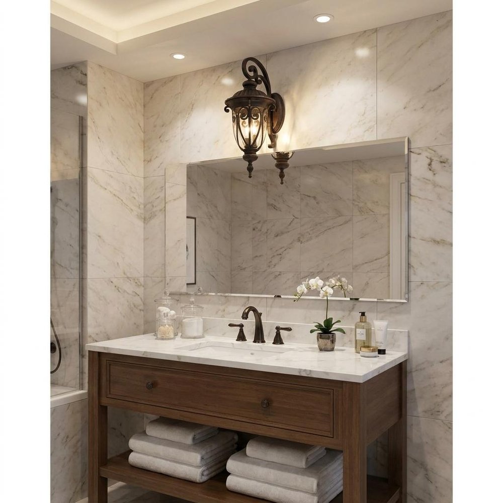 Naples 3-Light Marbelized Mahogany Wall Light