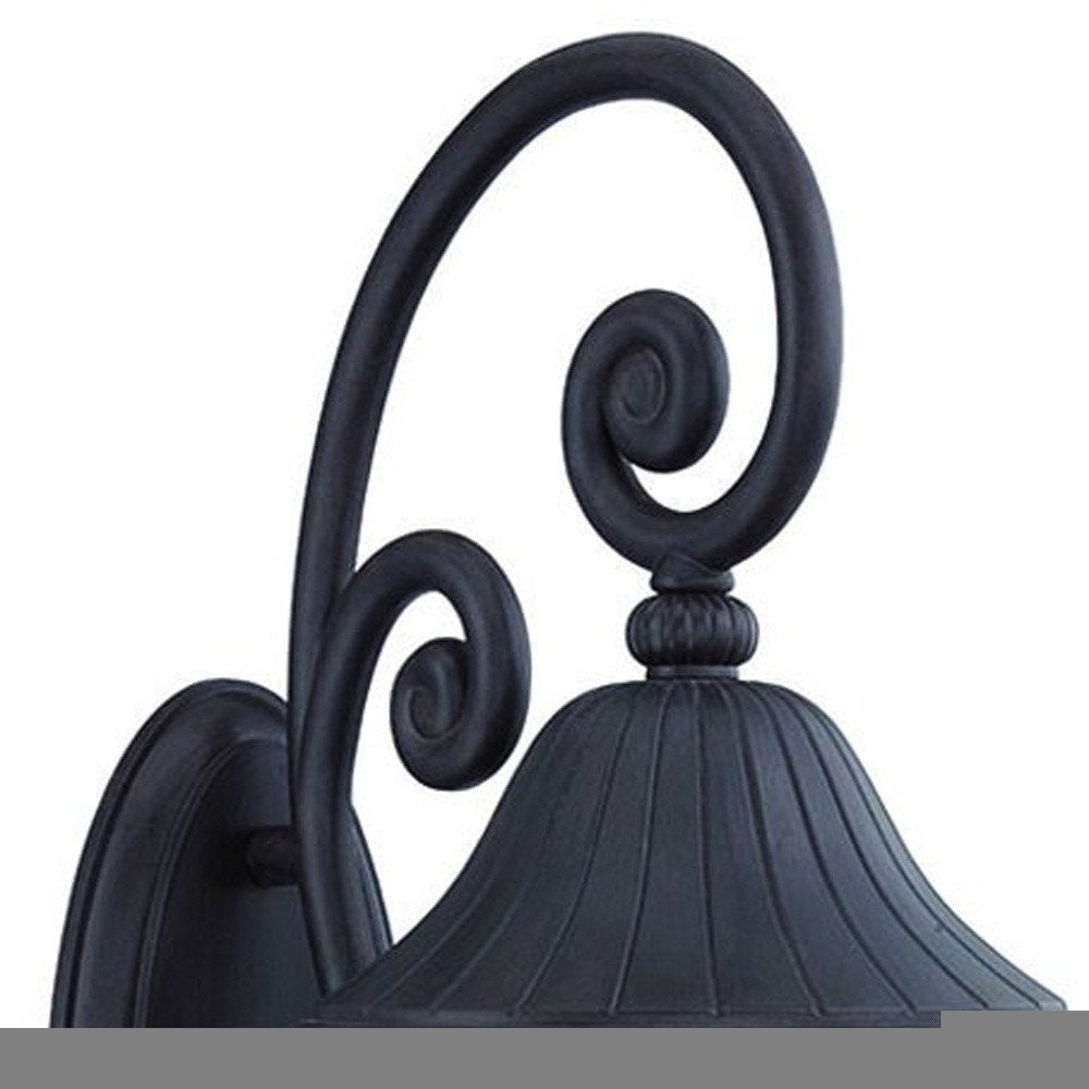 Three Light Matte Black Leaf Detail Wall Light