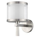 Silver Wall Light with White Sheer Fabric Shade