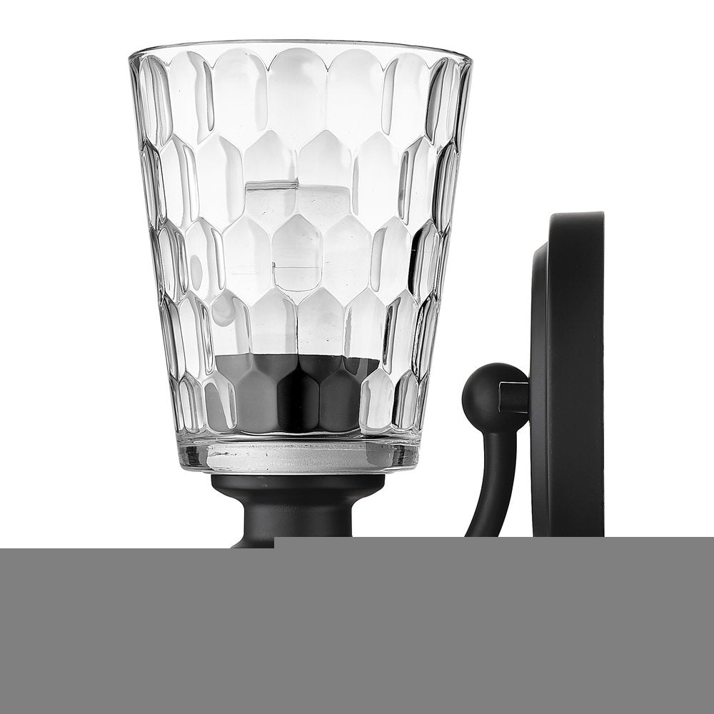 Black Metal and Pebbled Glass Wall Light