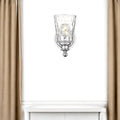 Silver Metal and Pebbled Glass Wall Light