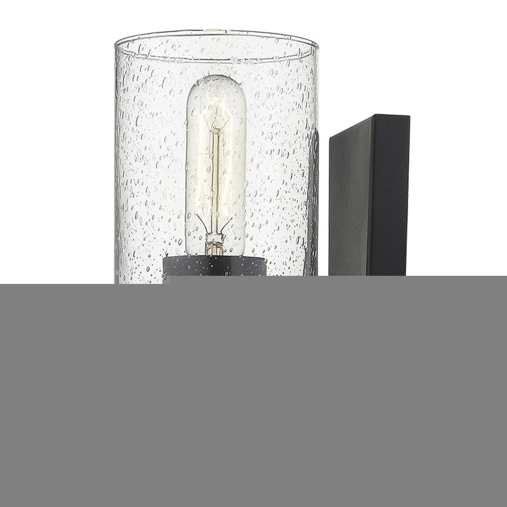 Black Metal and Textured Glass Wall Sconce
