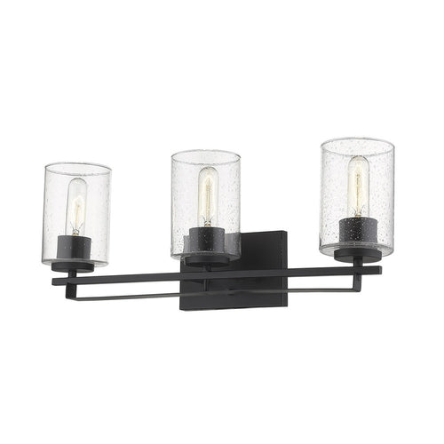 10" Black And Clear Metal Vanity Flush Mounted Sconce
