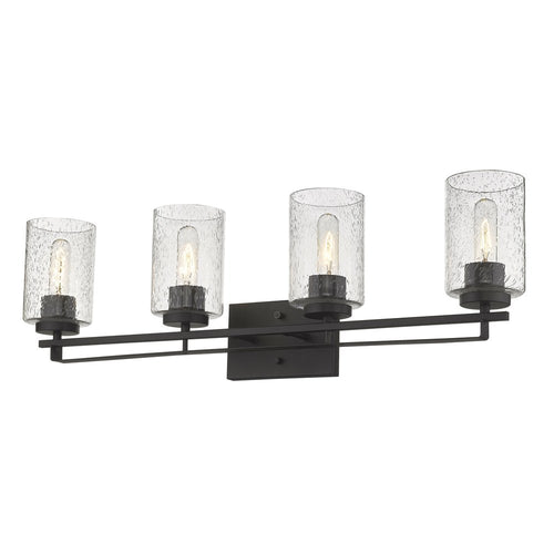 10" Black And Clear Metal and Glass Vanity Flush Mounted Sconce