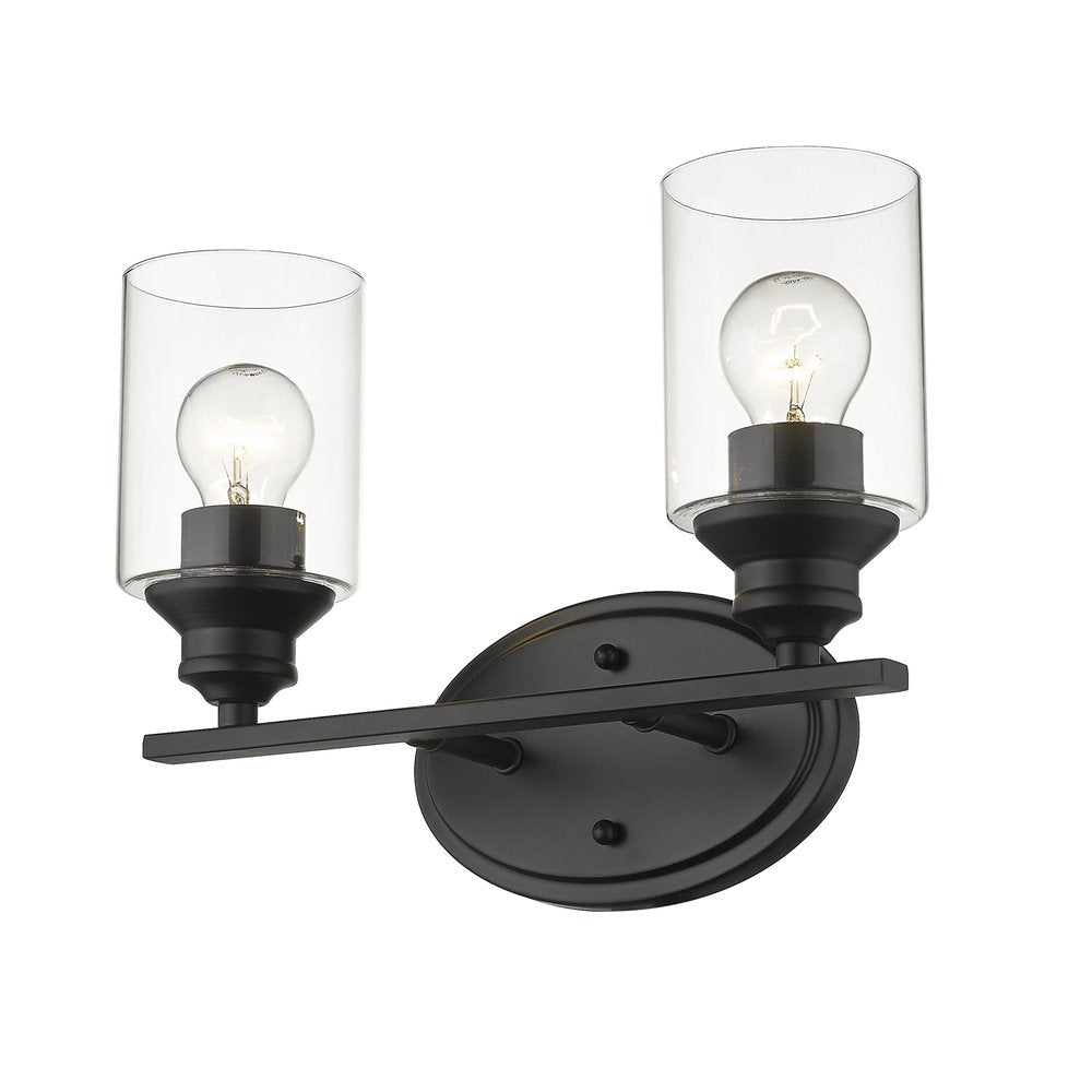 10" Black And Clear Metal and Glass Vanity Flush Mounted Sconce