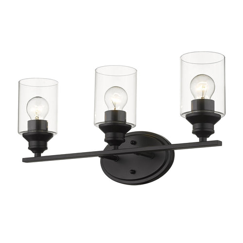 10" Black And Clear Metal and Glass Vanity Flush Mounted Sconce