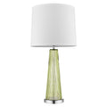 29" Green Glass Buffet Lamp With Off White Empire Shade