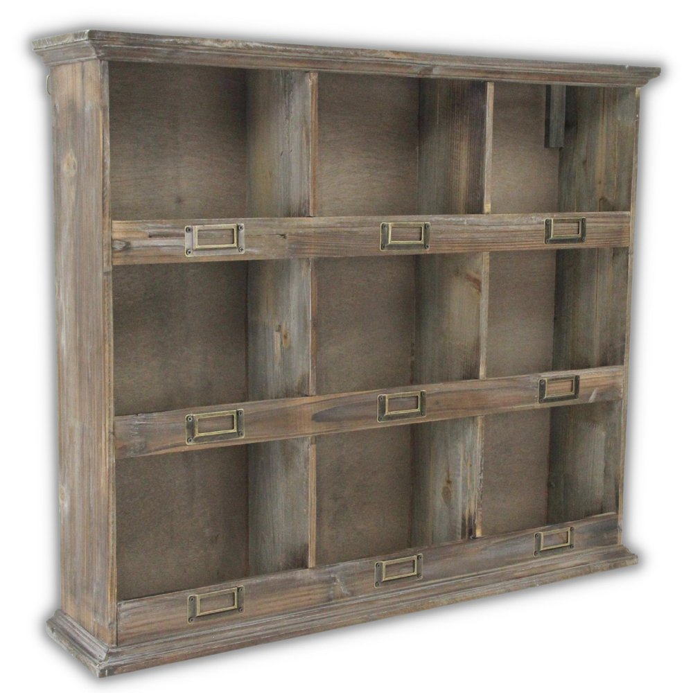 27" Dark Brown Solid Wood Wall Mounted Display Stand